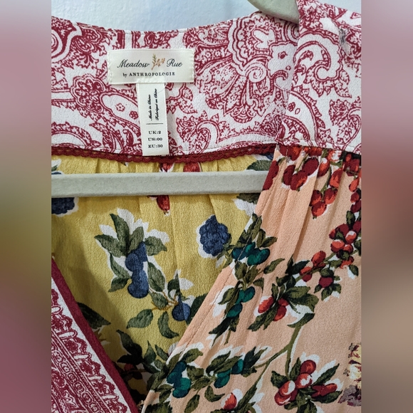 Anthropologie mixed floral wrap blouse - Picture 3 of 5
